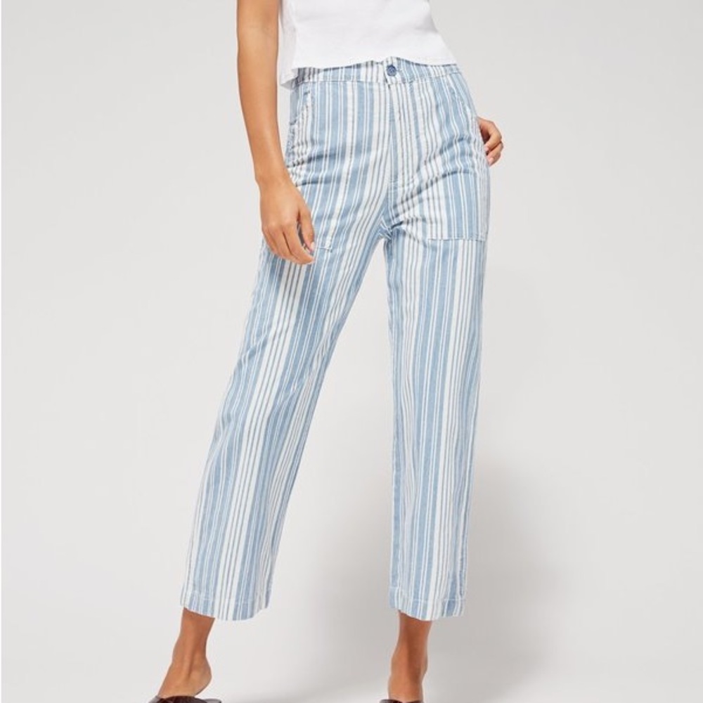 NWT LACAUSA Rowan Trousers, Indigo Stripes